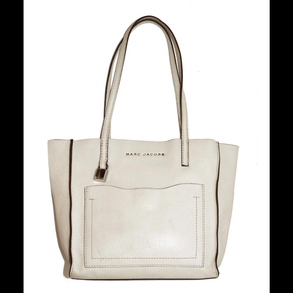 Marc Jacobs GRIND Tote Cream Leather Womens Shoulder Bag Handbag Purse